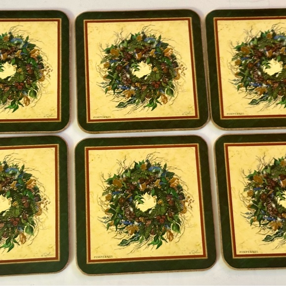 Vintage Pimpernel Holiday Coasters Set of 6 - Cork Back - Good Condition - Picture 6 of 16